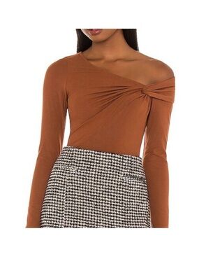 Astr One-Shoulder Twist Top in Burnt Orange